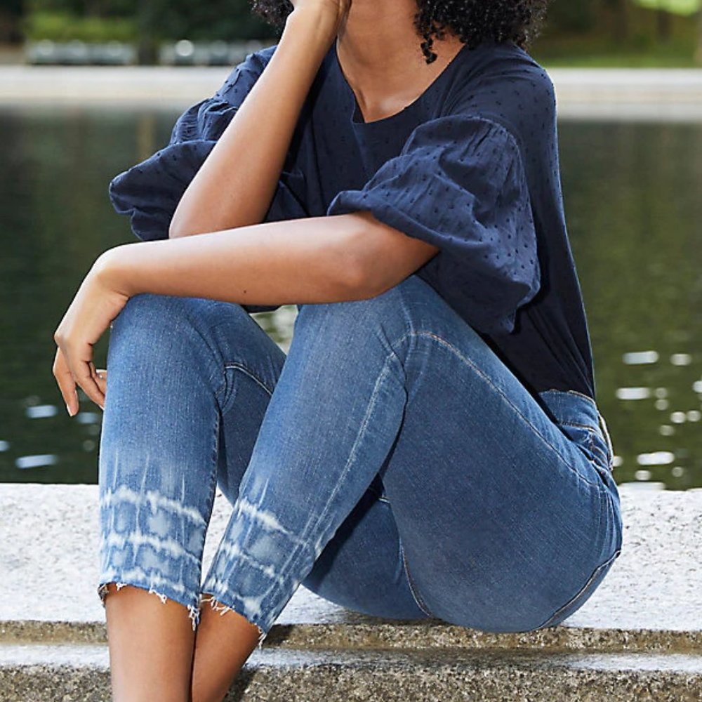 LOFT | Petite Curvy Tie Dye Skinny Crop Jeans